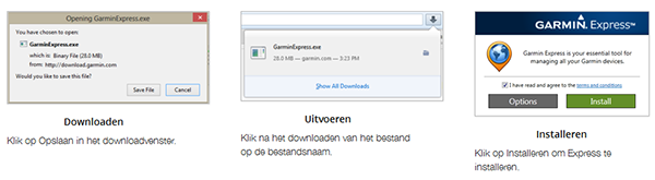 Screenshot: Download en installeer garmin express