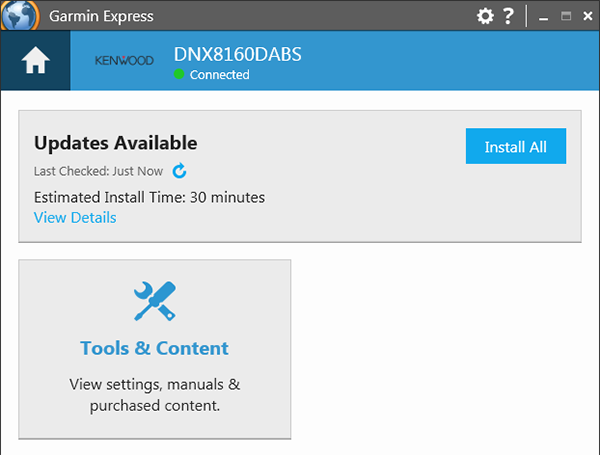 screenshot_GarminExpress_DNX8160DABS_updates found